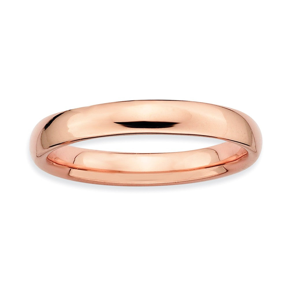 3.25mm 14k Rose Gold Plated Sterling Silver Stackable Polished Band, Item R8948 by The Black Bow Jewelry Co.