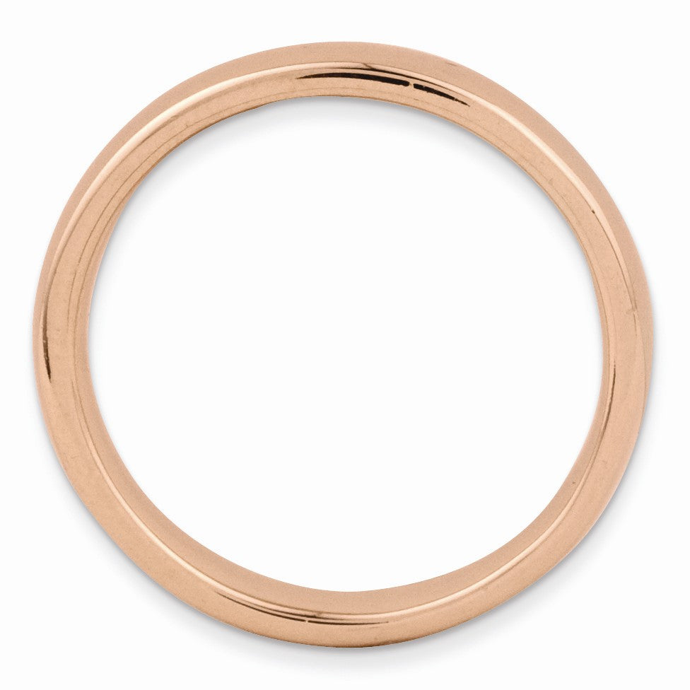 Alternate view of the 3.25mm 14k Rose Gold Plated Sterling Silver Stackable Polished Band by The Black Bow Jewelry Co.