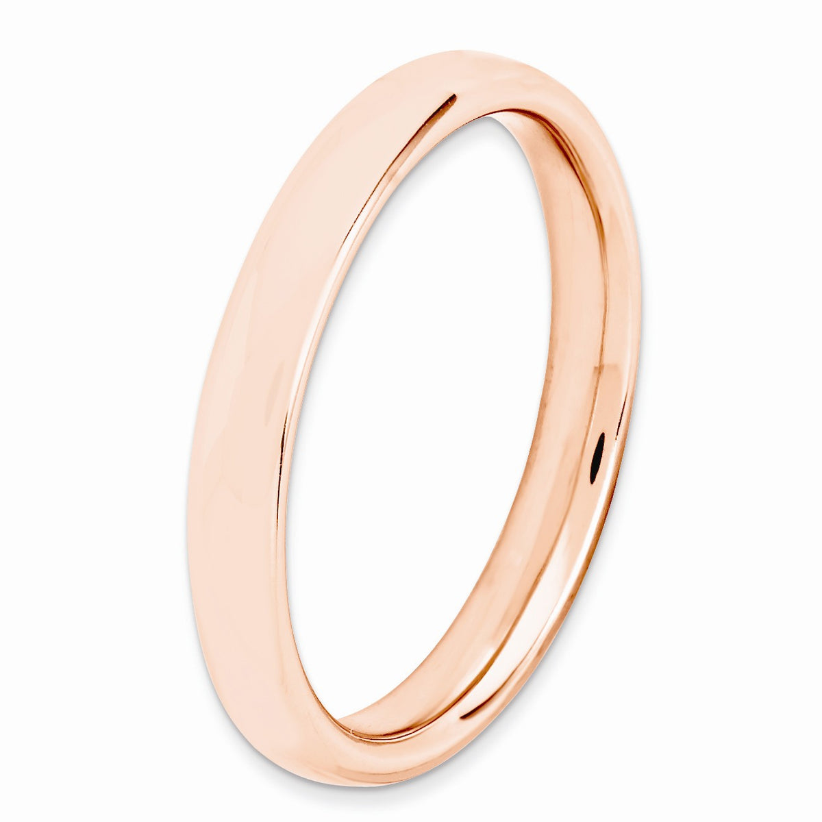 Alternate view of the 3.25mm 14k Rose Gold Plated Sterling Silver Stackable Polished Band by The Black Bow Jewelry Co.
