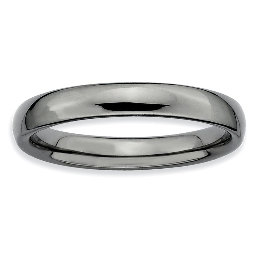 3.25mm Black Plated Sterling Silver Stackable Polished Band, Item R8949 by The Black Bow Jewelry Co.