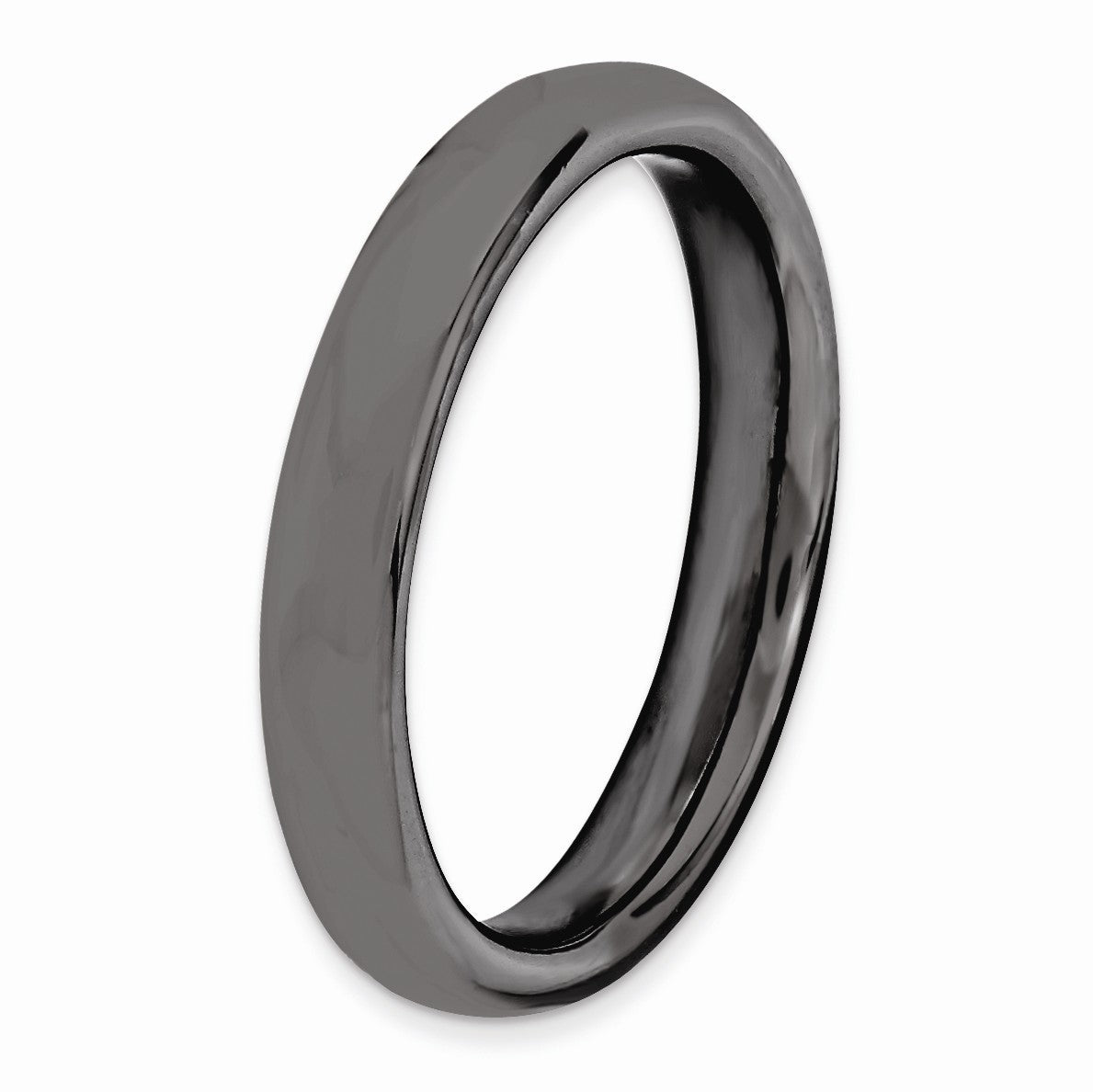 Alternate view of the 3.25mm Black Plated Sterling Silver Stackable Polished Band by The Black Bow Jewelry Co.