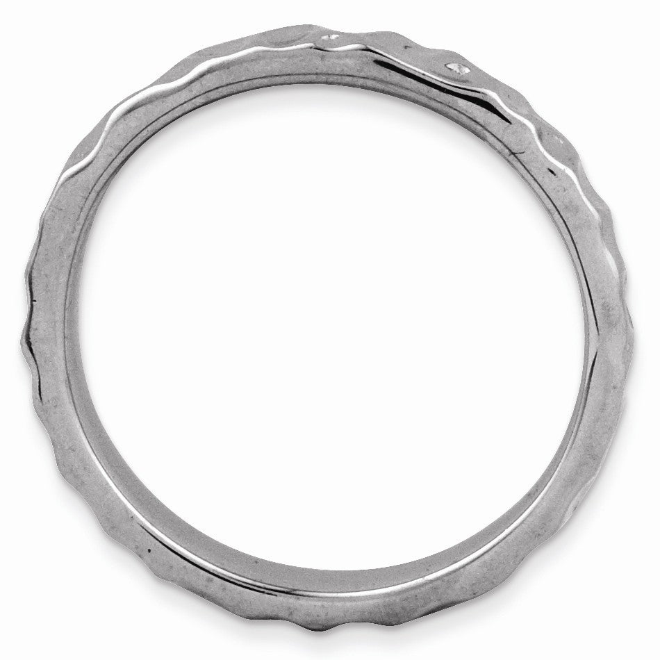 Alternate view of the 3.25mm Black Plated Sterling Silver Stackable Hammered Polished Band by The Black Bow Jewelry Co.