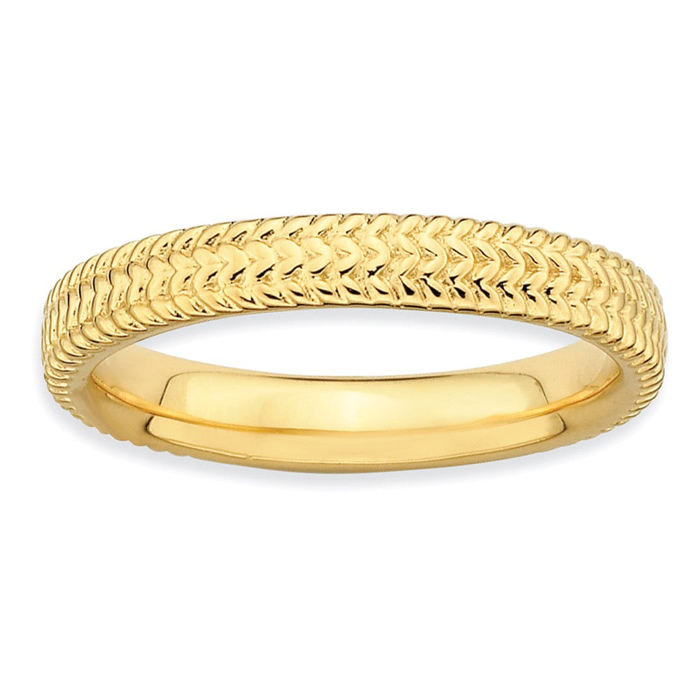 3.25mm 14k Yellow Gold Plated Sterling Silver Stackable Band, Item R8958 by The Black Bow Jewelry Co.