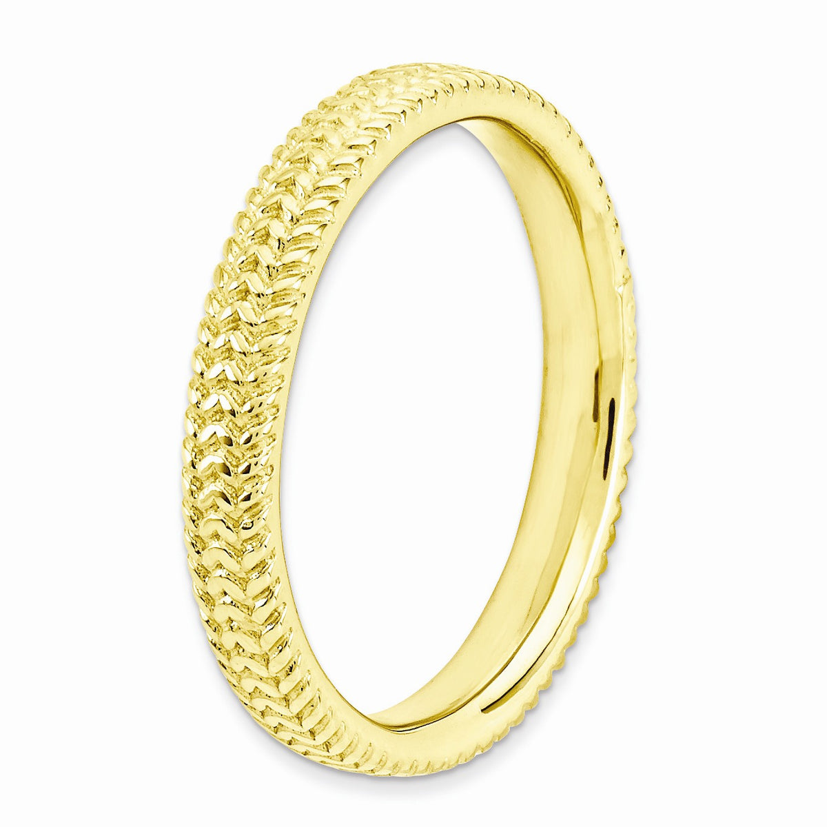 Alternate view of the 3.25mm 14k Yellow Gold Plated Sterling Silver Stackable Band by The Black Bow Jewelry Co.