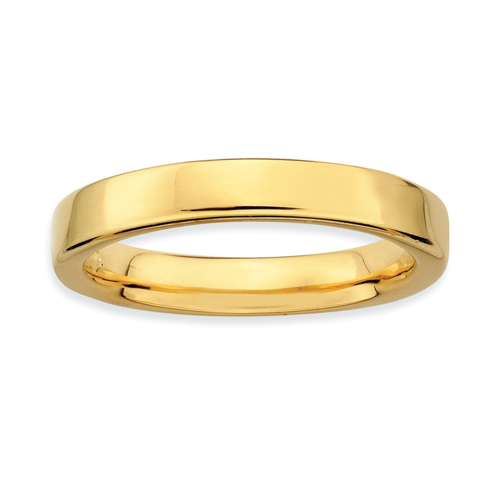 14k Yellow Gold Plated Sterling Silver Polished Flat 3.5mm Stack Band, Item R8966 by The Black Bow Jewelry Co.