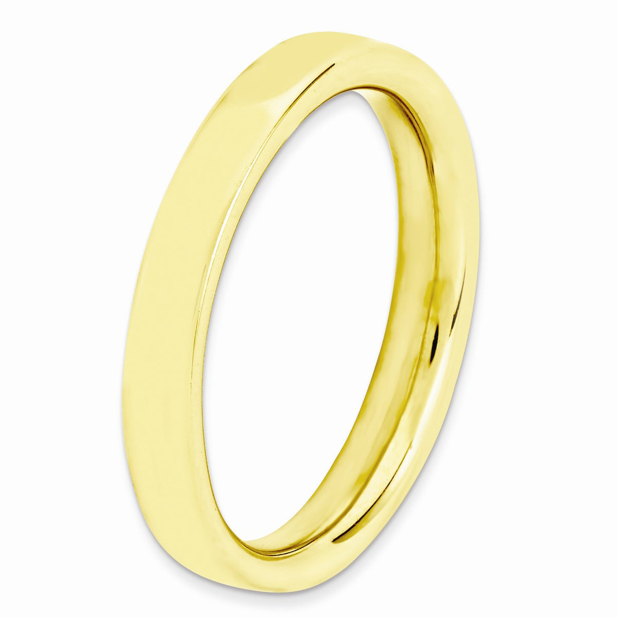 Alternate view of the 14k Yellow Gold Plated Sterling Silver Polished Flat 3.5mm Stack Band by The Black Bow Jewelry Co.