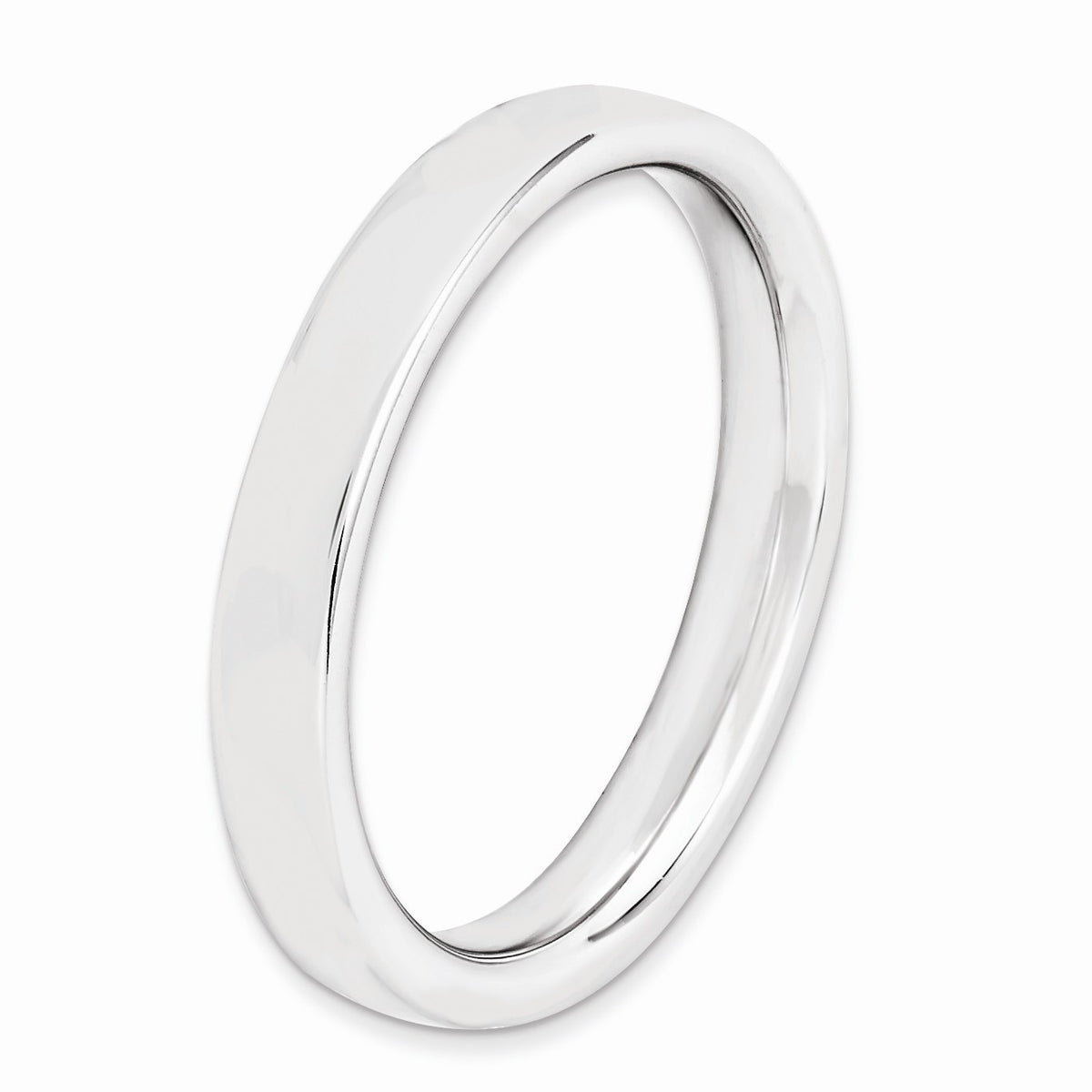 Alternate view of the Sterling Silver Stackable Polished Flat 3.5mm Band by The Black Bow Jewelry Co.