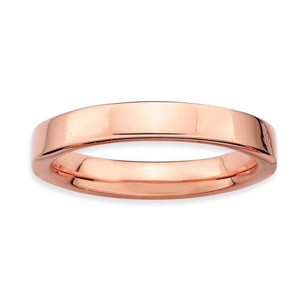 14k Rose Gold Plate Sterling Silver Stackable Polished Flat 3.5mm Band, Item R8968 by The Black Bow Jewelry Co.