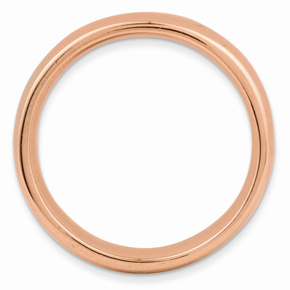 Alternate view of the 14k Rose Gold Plate Sterling Silver Stackable Polished Flat 3.5mm Band by The Black Bow Jewelry Co.