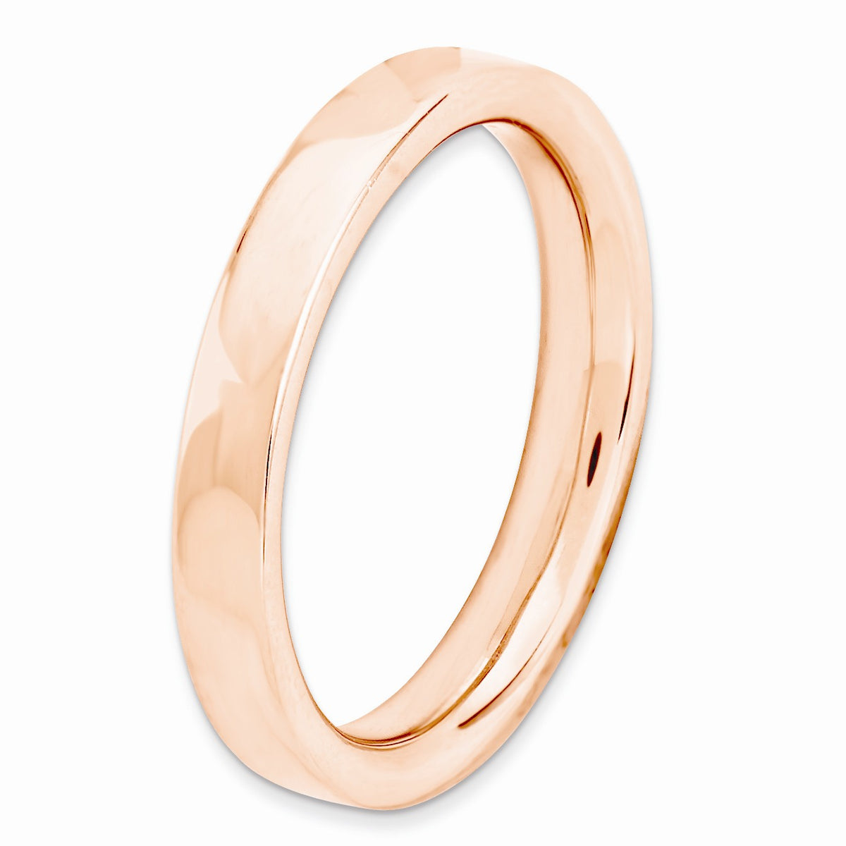 Alternate view of the 14k Rose Gold Plate Sterling Silver Stackable Polished Flat 3.5mm Band by The Black Bow Jewelry Co.