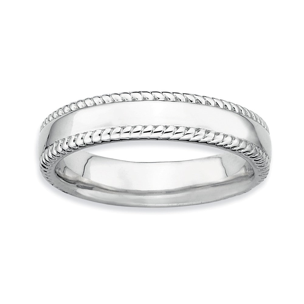 Sterling Silver Stackable Rope Edged 4.25mm Band, Item R8971 by The Black Bow Jewelry Co.