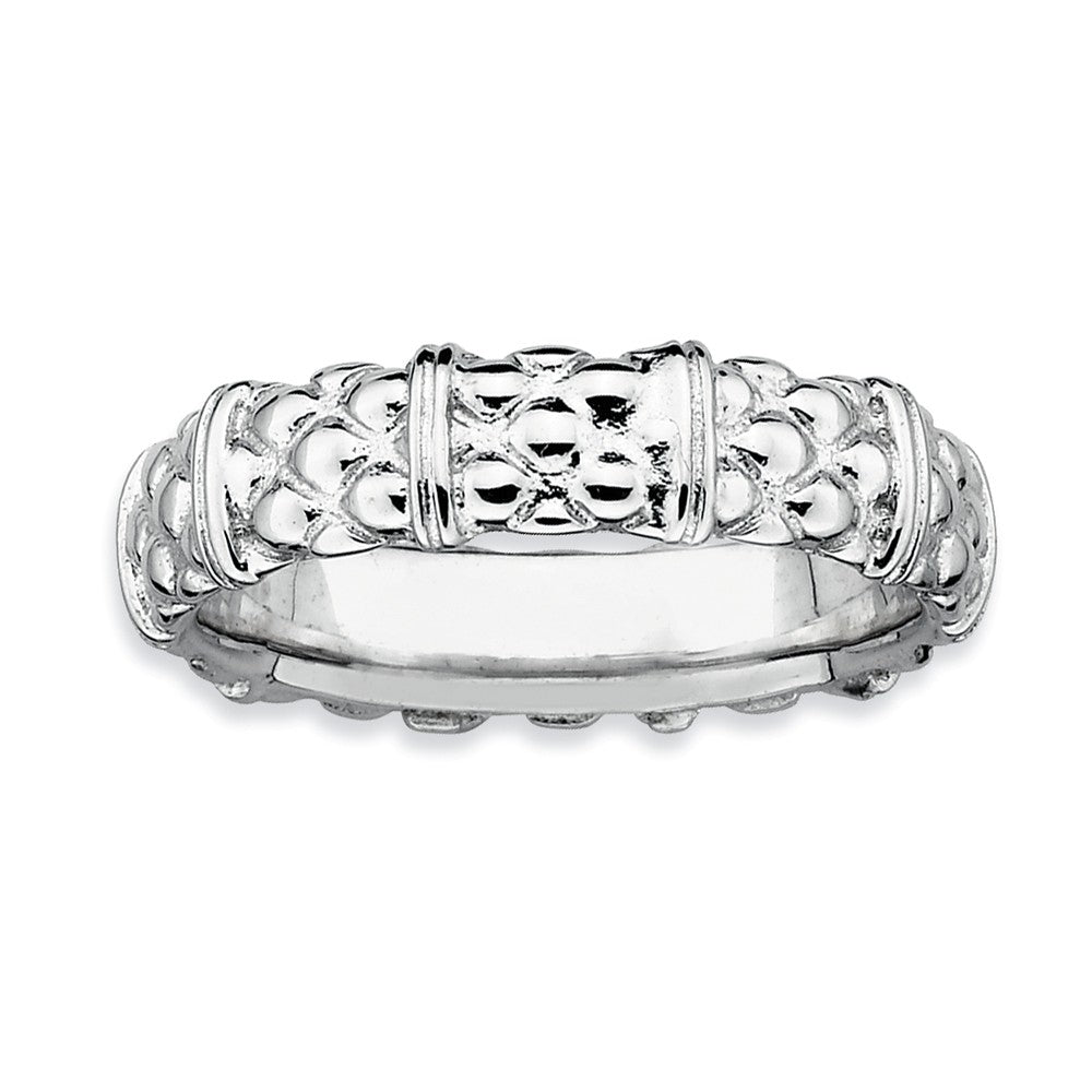 Sterling Silver Stackable Divided Patterned 4.25mm Band, Item R8975 by The Black Bow Jewelry Co.