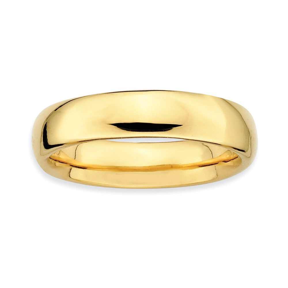 14k Yellow Gold Plated Sterling Silver Stackable Polished 4.5mm Band, Item R8982 by The Black Bow Jewelry Co.
