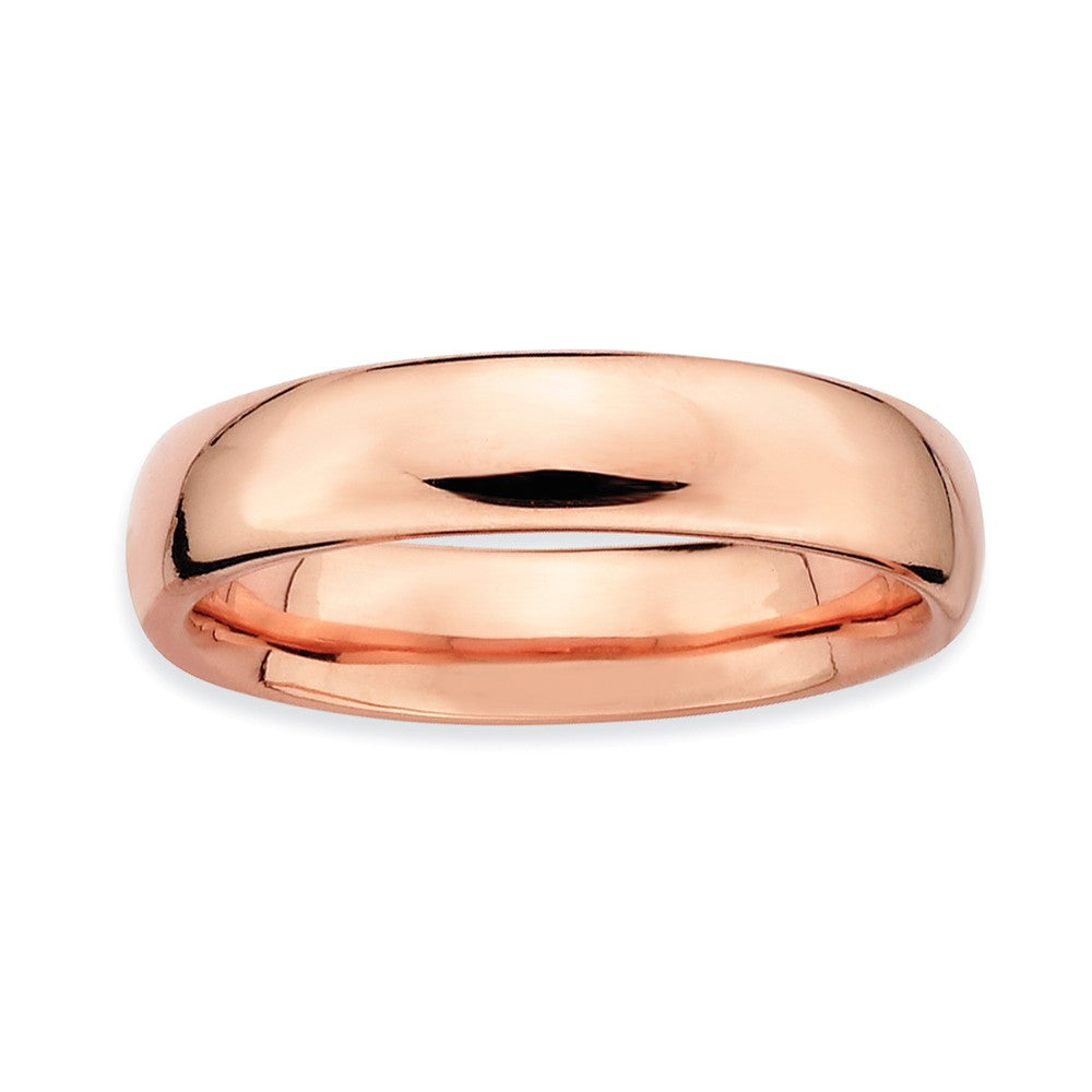 14k Rose Gold Plated Sterling Silver Stackable Polished 4.5mm Band, Item R8984 by The Black Bow Jewelry Co.