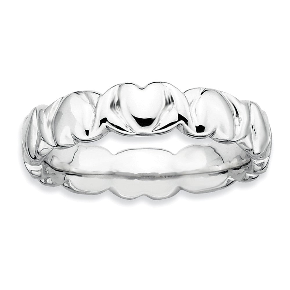 Sterling Silver Entwined Hearts Stackable 4.5mm Band, Item R8987 by The Black Bow Jewelry Co.