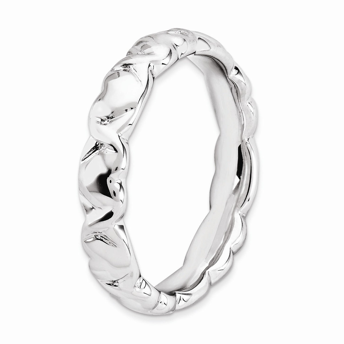 Alternate view of the Sterling Silver Entwined Hearts Stackable 4.5mm Band by The Black Bow Jewelry Co.