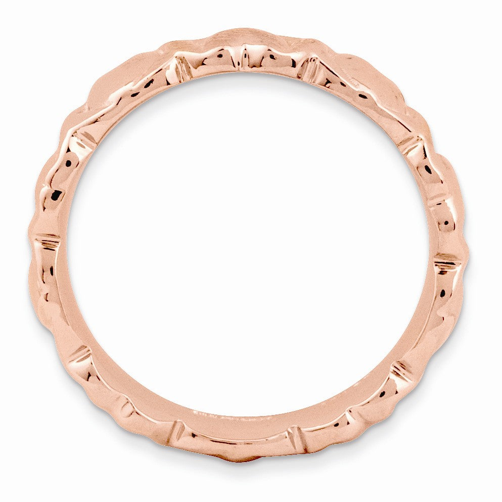 Alternate view of the 14k Rose Gold Plate Sterling Silver Hearts Stackable 4.5mm Band by The Black Bow Jewelry Co.