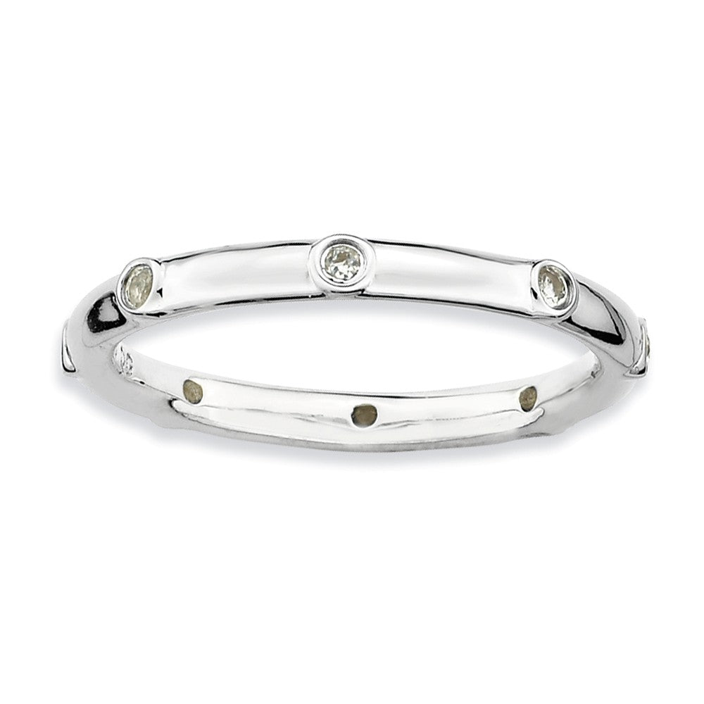 Sterling Silver Stackable White Topaz Accent 2.25mm Band, Item R8994 by The Black Bow Jewelry Co.