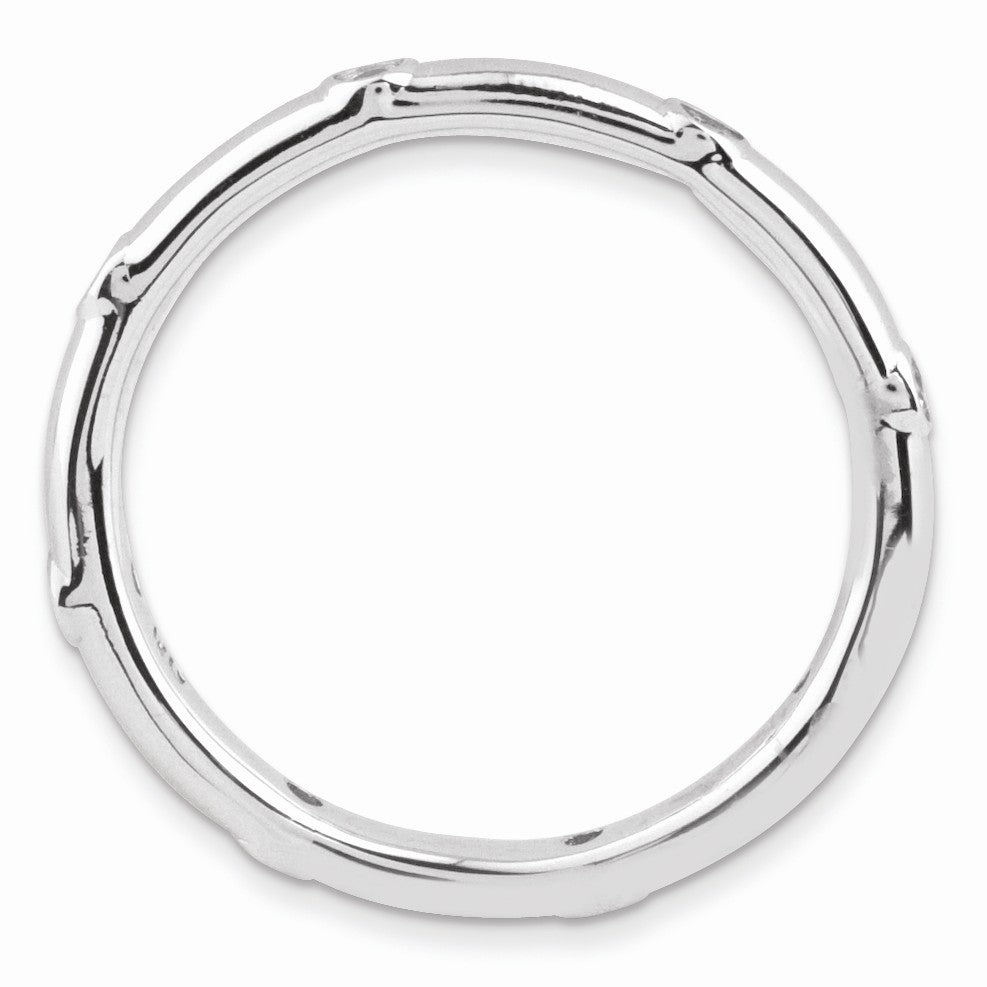 Alternate view of the Sterling Silver Stackable White Topaz Accent 2.25mm Band by The Black Bow Jewelry Co.