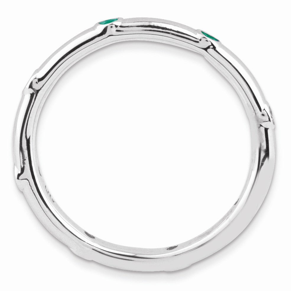 Alternate view of the Sterling Silver Stackable Created Emerald Accent 2.25mm Band by The Black Bow Jewelry Co.
