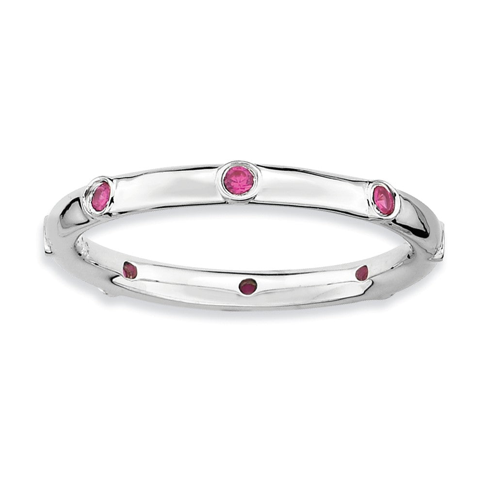 Sterling Silver Stackable Created Ruby 2.25mm Band, Item R8997 by The Black Bow Jewelry Co.