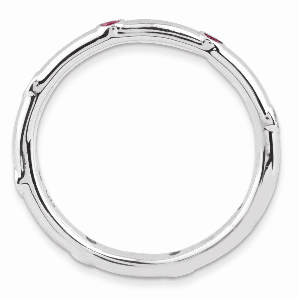 Alternate view of the Sterling Silver Stackable Created Ruby 2.25mm Band by The Black Bow Jewelry Co.
