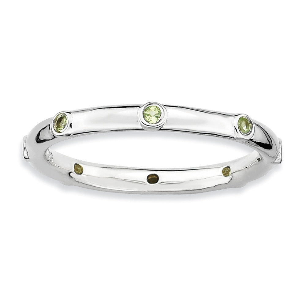 Sterling Silver Stackable Peridot Accent 2.25mm Band, Item R8998 by The Black Bow Jewelry Co.
