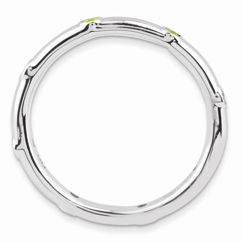 Alternate view of the Sterling Silver Stackable Peridot Accent 2.25mm Band by The Black Bow Jewelry Co.