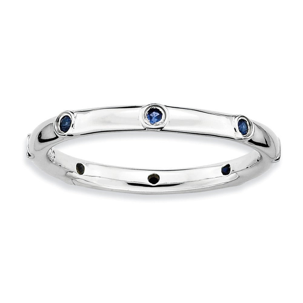 Sterling Silver Stackable Created Sapphire Accent 2.25mm Band, Item R8999 by The Black Bow Jewelry Co.