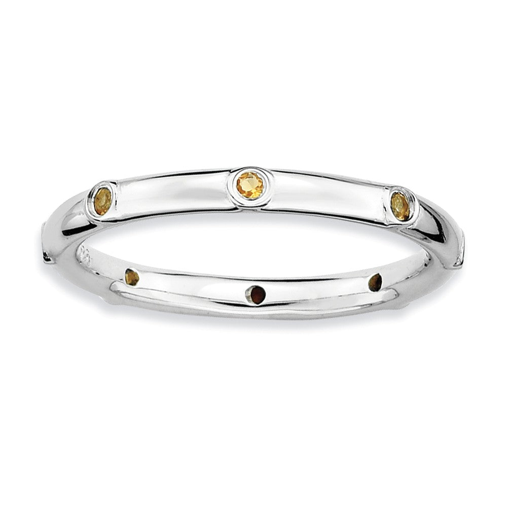 Sterling Silver Stackable Citrine Accent 2.25mm Band, Item R9001 by The Black Bow Jewelry Co.