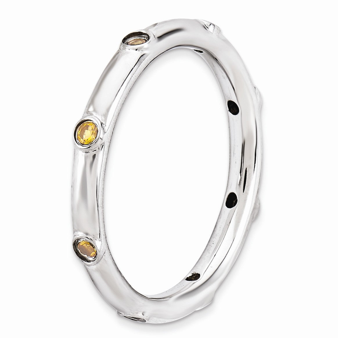 Alternate view of the Sterling Silver Stackable Citrine Accent 2.25mm Band by The Black Bow Jewelry Co.