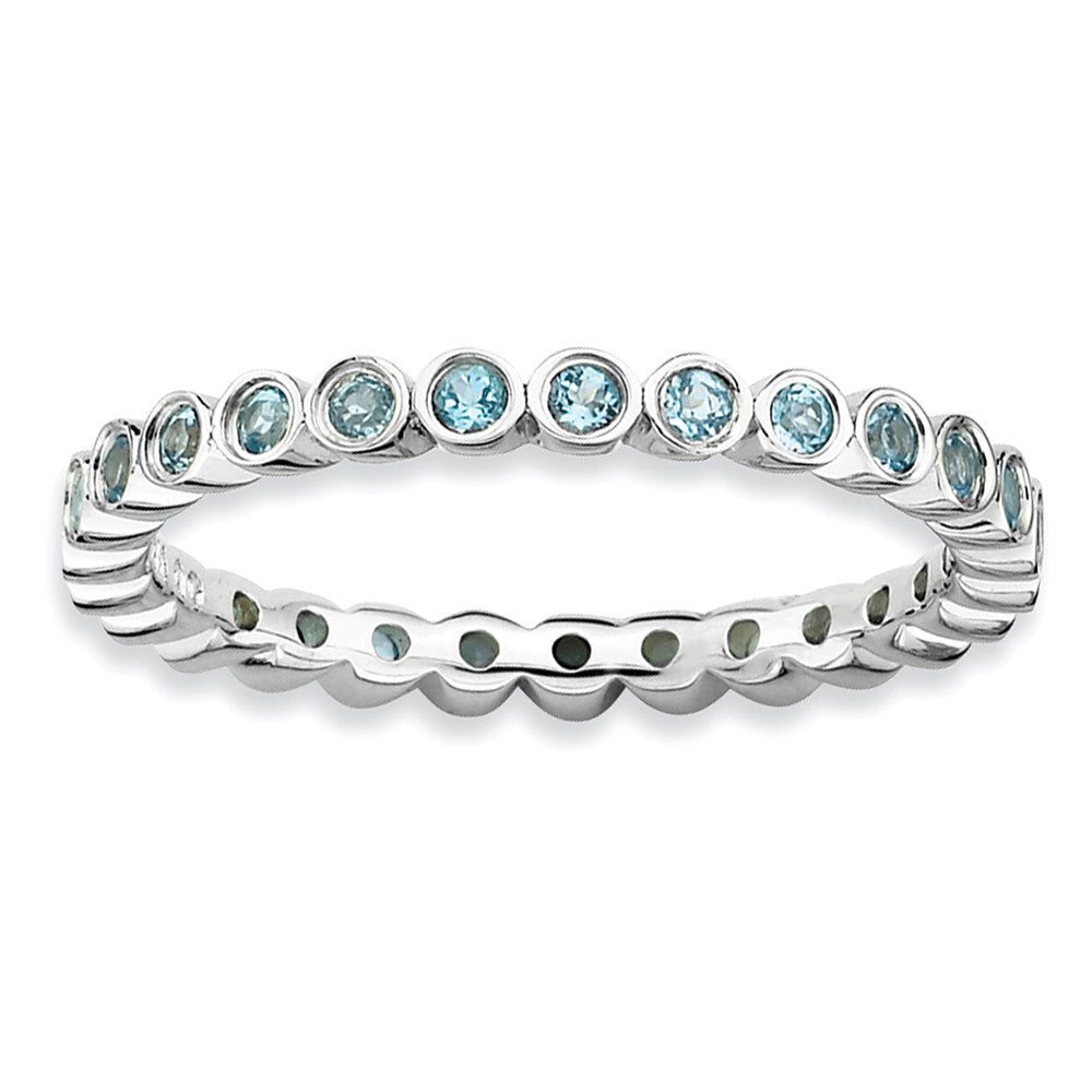 Sterling Silver Stackable Bezel Set Blue Topaz 2.25mm Band, Item R9011 by The Black Bow Jewelry Co.