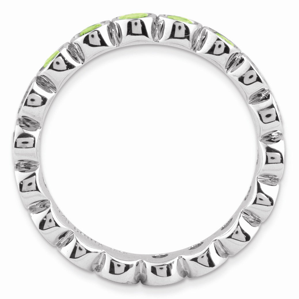 Alternate view of the Sterling Silver Stackable Bezel Set Peridot 3.5mm Band by The Black Bow Jewelry Co.