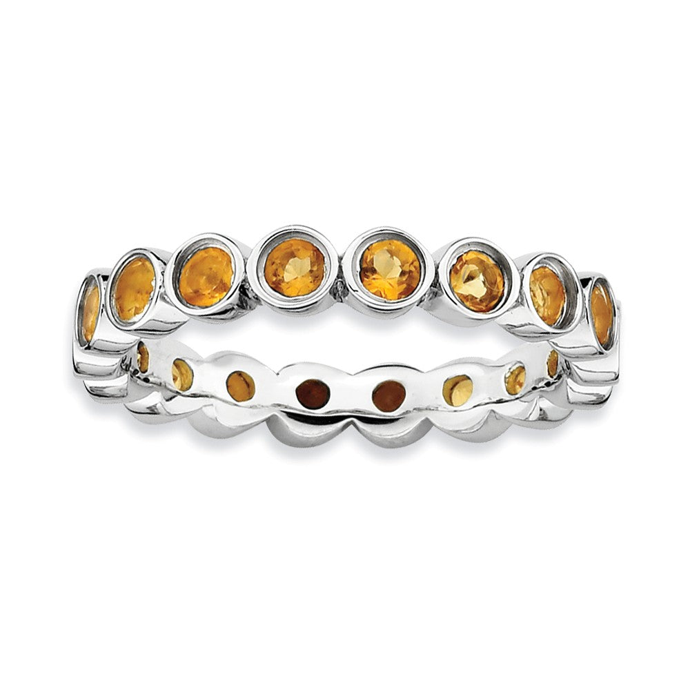 Sterling Silver Stackable Bezel Set Citrine 3.5mm Band, Item R9019 by The Black Bow Jewelry Co.