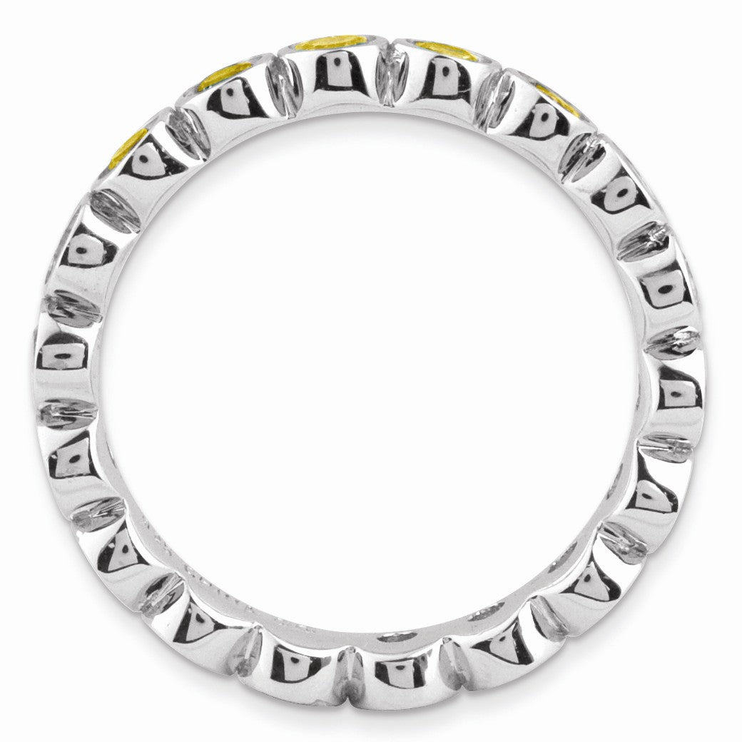Alternate view of the Sterling Silver Stackable Bezel Set Citrine 3.5mm Band by The Black Bow Jewelry Co.