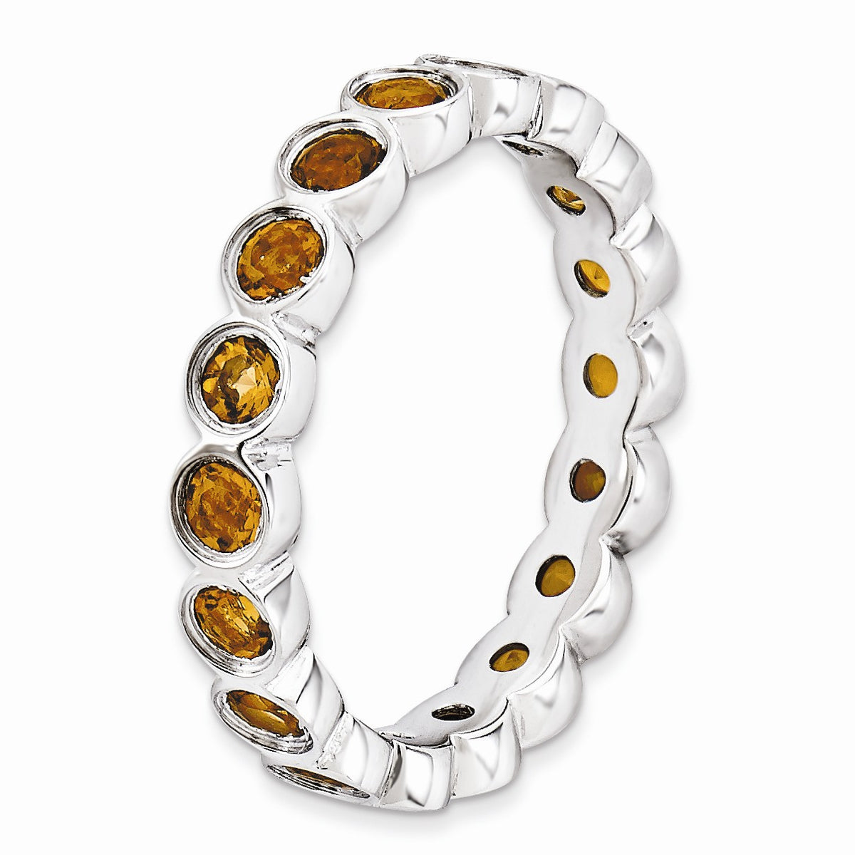 Alternate view of the Sterling Silver Stackable Bezel Set Citrine 3.5mm Band by The Black Bow Jewelry Co.