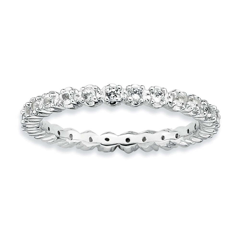 Sterling Silver Stackable White Topaz Band, Item R9022 by The Black Bow Jewelry Co.