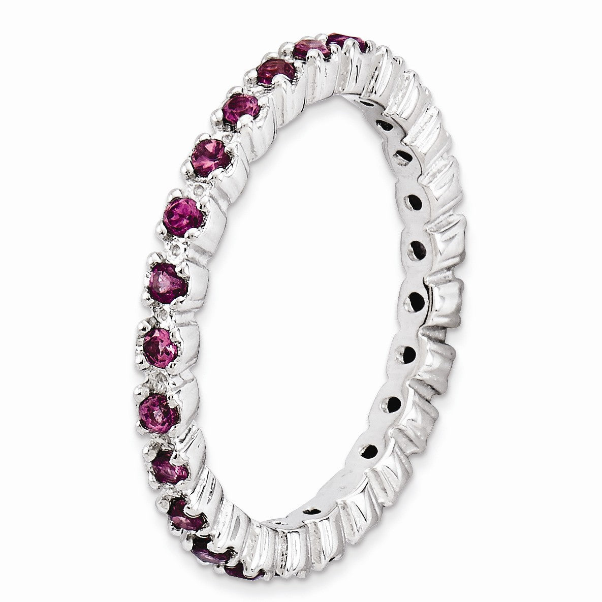 Alternate view of the Sterling Silver Stackable Rhodolite Garnet Band by The Black Bow Jewelry Co.