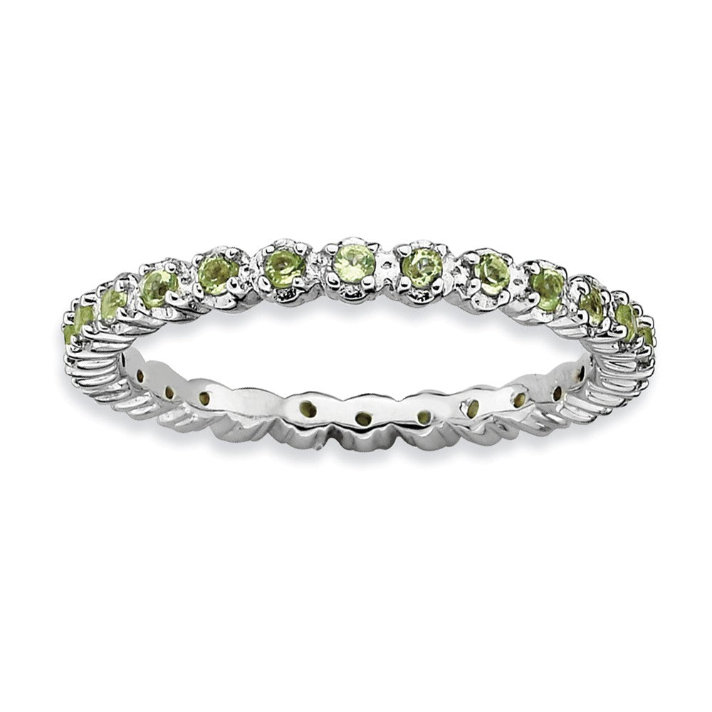 2.25mm Rhodium Plated Sterling Silver Stackable Peridot Band, Item R9026 by The Black Bow Jewelry Co.