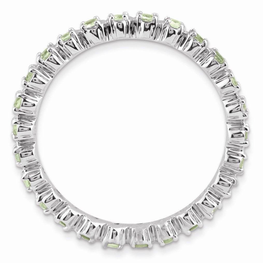Alternate view of the 2.25mm Rhodium Plated Sterling Silver Stackable Peridot Band by The Black Bow Jewelry Co.