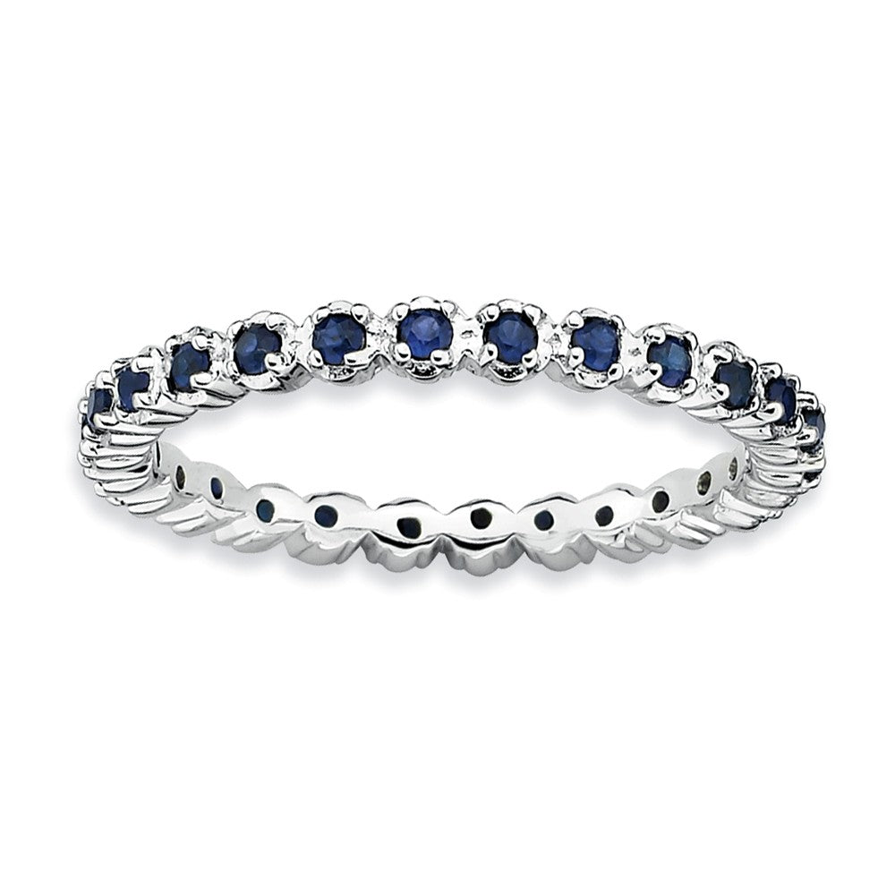 2.25mm Silver Stackable Created Sapphire Band, Item R9027 by The Black Bow Jewelry Co.