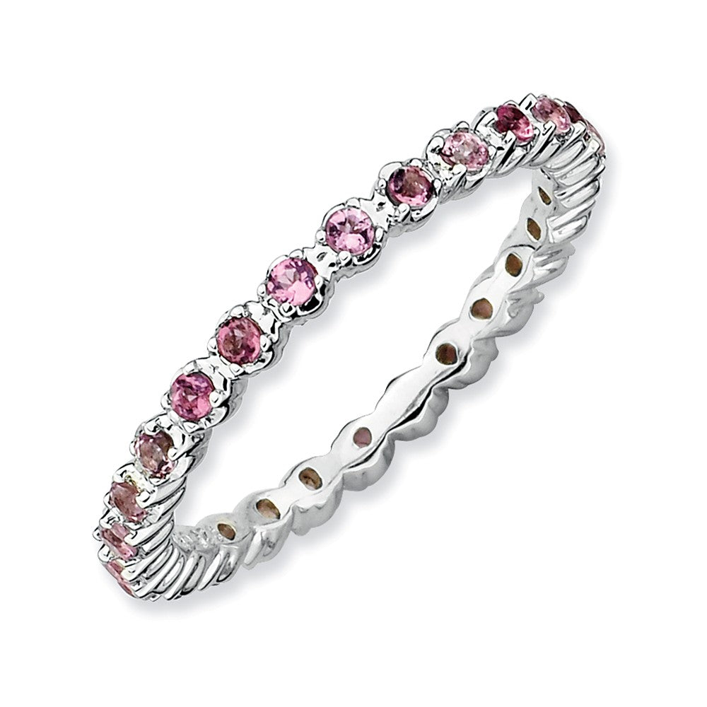 2.25mm Silver Stackable Pink Tourmaline Band, Item R9028 by The Black Bow Jewelry Co.