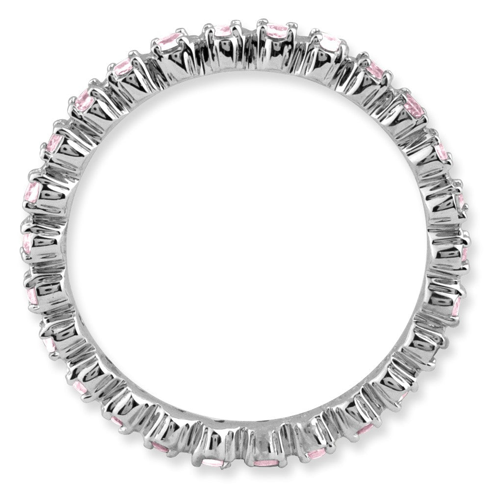 Alternate view of the 2.25mm Silver Stackable Pink Tourmaline Band by The Black Bow Jewelry Co.