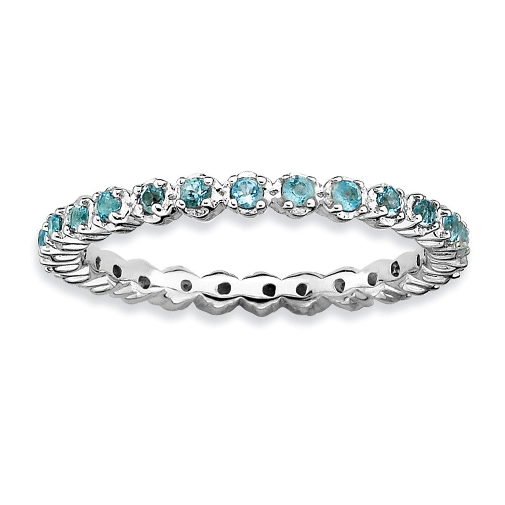 2.25mm Silver Stackable Blue Topaz Band, Item R9030 by The Black Bow Jewelry Co.
