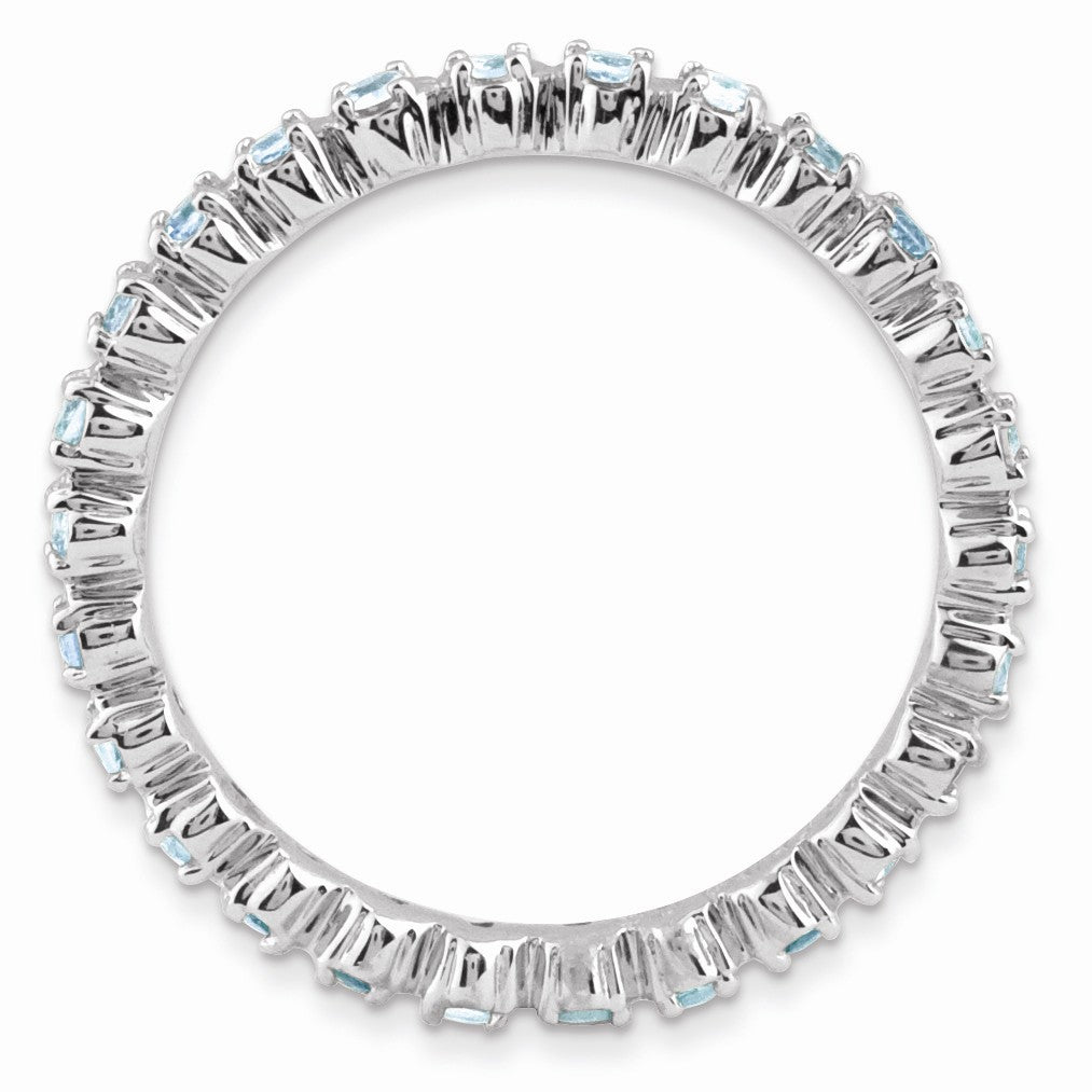 Alternate view of the 2.25mm Silver Stackable Blue Topaz Band by The Black Bow Jewelry Co.