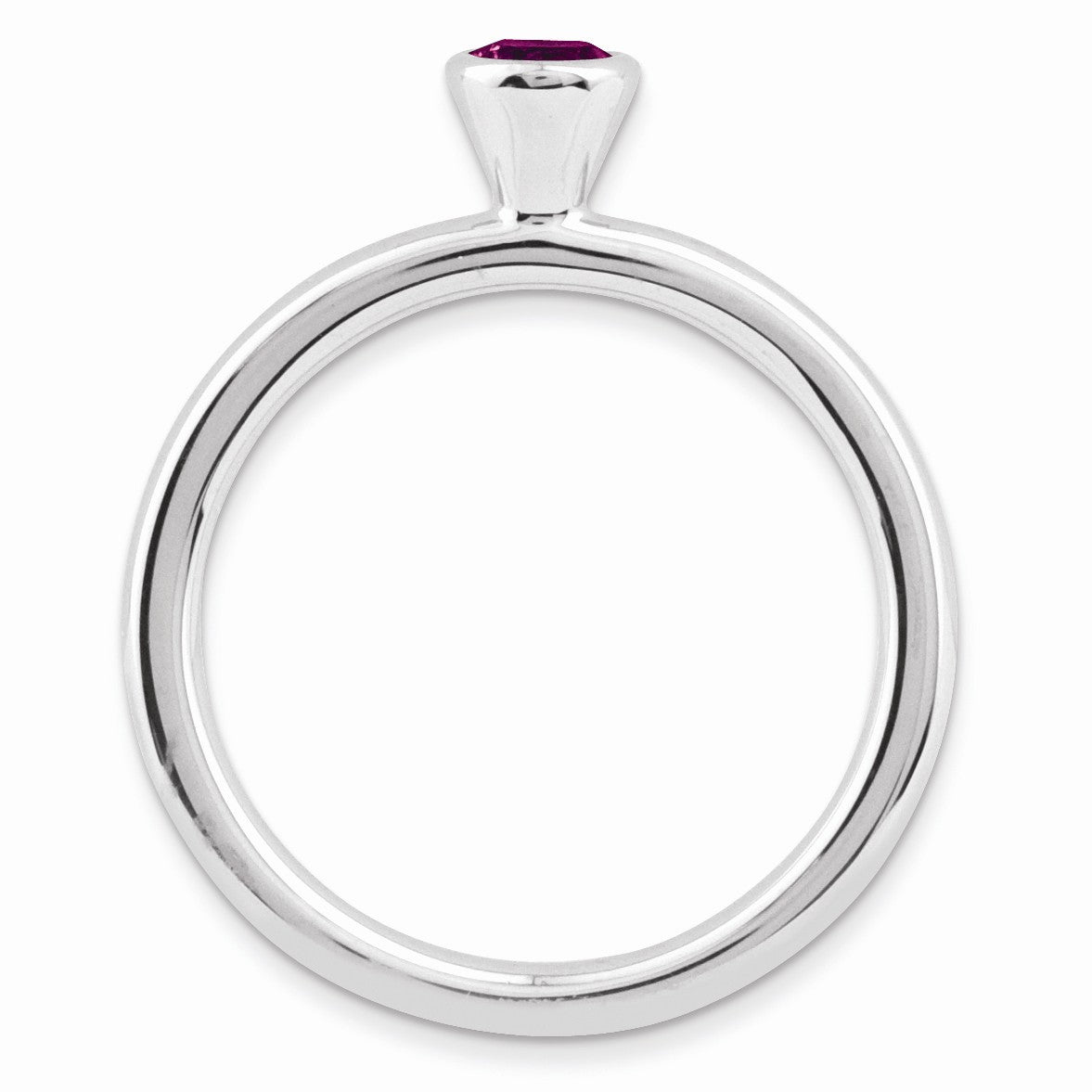 Alternate view of the Stackable High Profile 4mm Rhodolite Garnet Silver Ring by The Black Bow Jewelry Co.