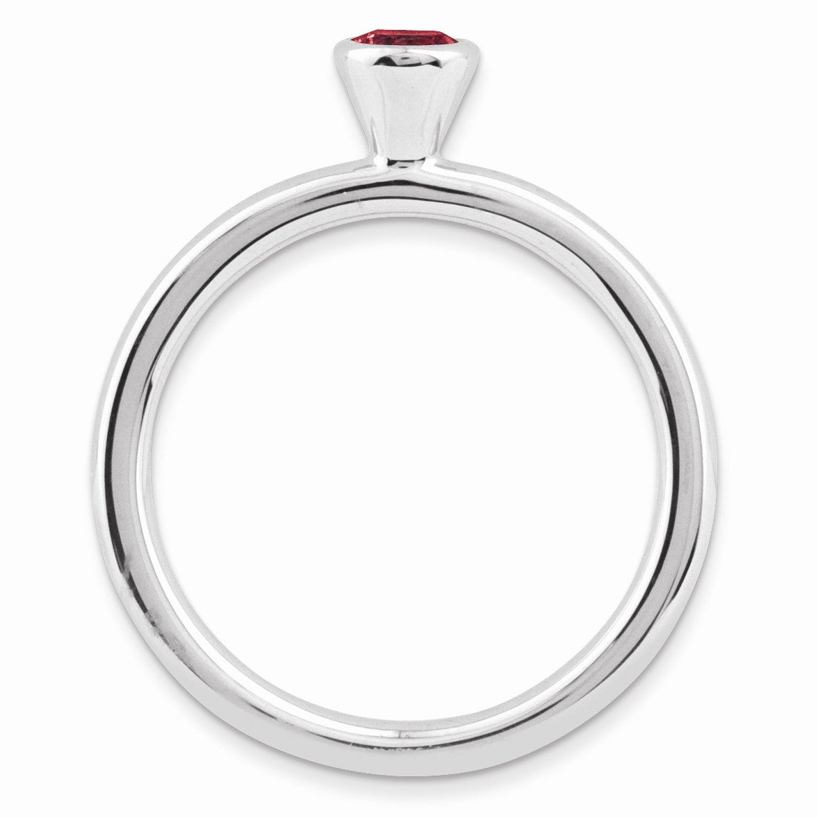 Alternate view of the Stackable High Profile 4mm Created Ruby Sterling Silver Ring by The Black Bow Jewelry Co.