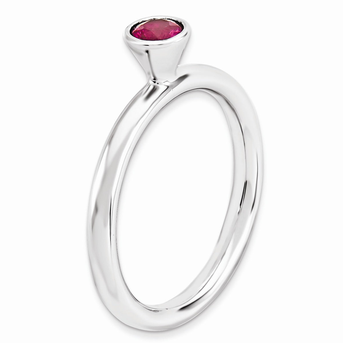 Alternate view of the Stackable High Profile 4mm Created Ruby Sterling Silver Ring by The Black Bow Jewelry Co.