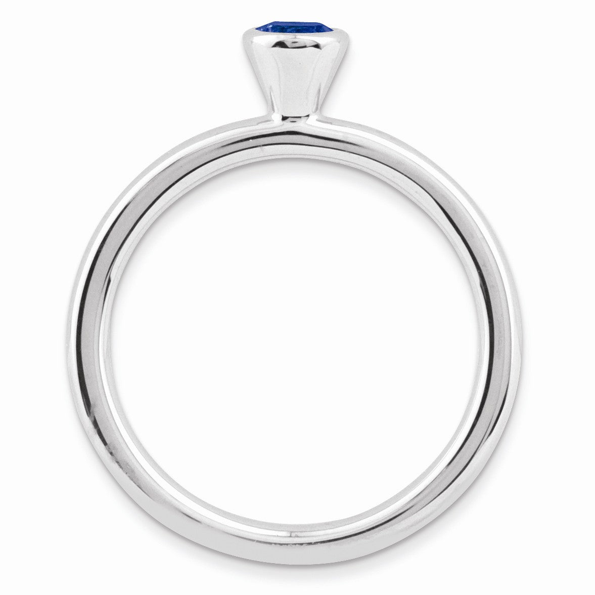 Alternate view of the Stackable High Profile 4mm Created Sapphire Silver Ring by The Black Bow Jewelry Co.