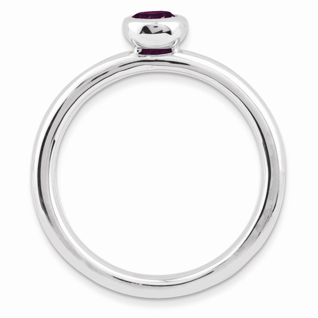 Alternate view of the Stackable Low Profile 4mm Rhodolite Garnet Silver Ring by The Black Bow Jewelry Co.